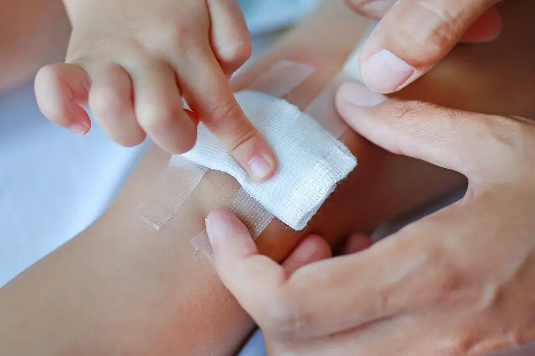 Bandage on a wound. At home wound care in El Paso.