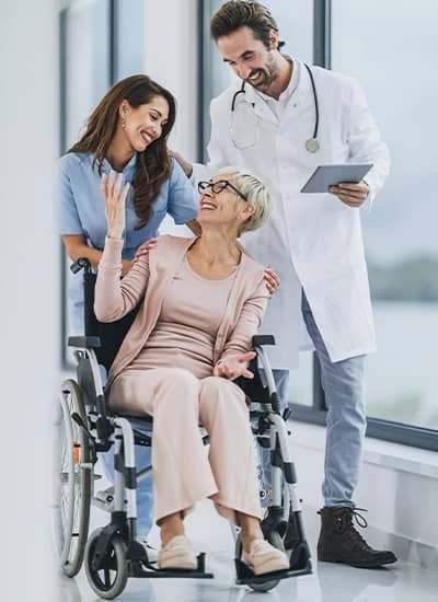Nurse and doctor with patient providing in home health in Canutillo, TX