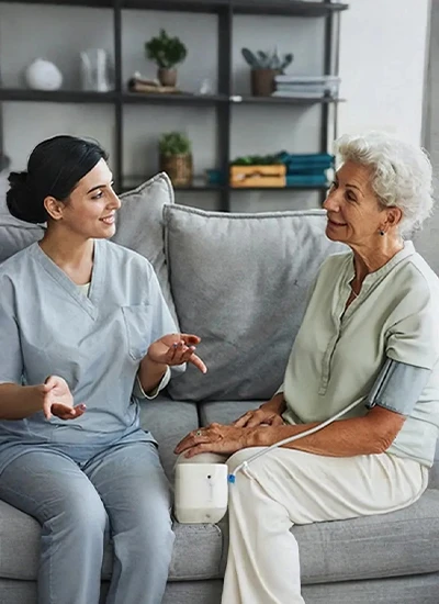 Woman with nurse while in hospice care in Fabens, TX