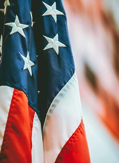 United States flag hanging at veteran healthcare event
