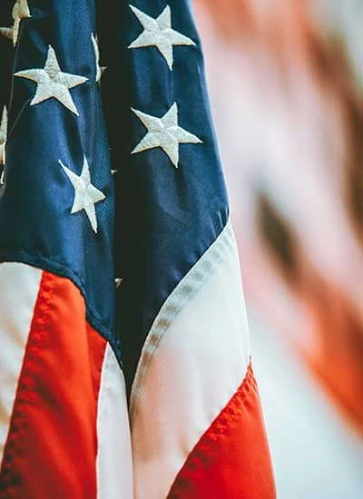 United States flag hanging at veteran healthcare event